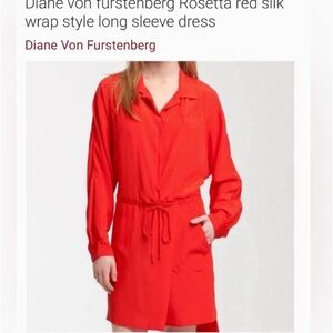 NWT Diane Von Furstenberg Red wrap shirt dress Size 6